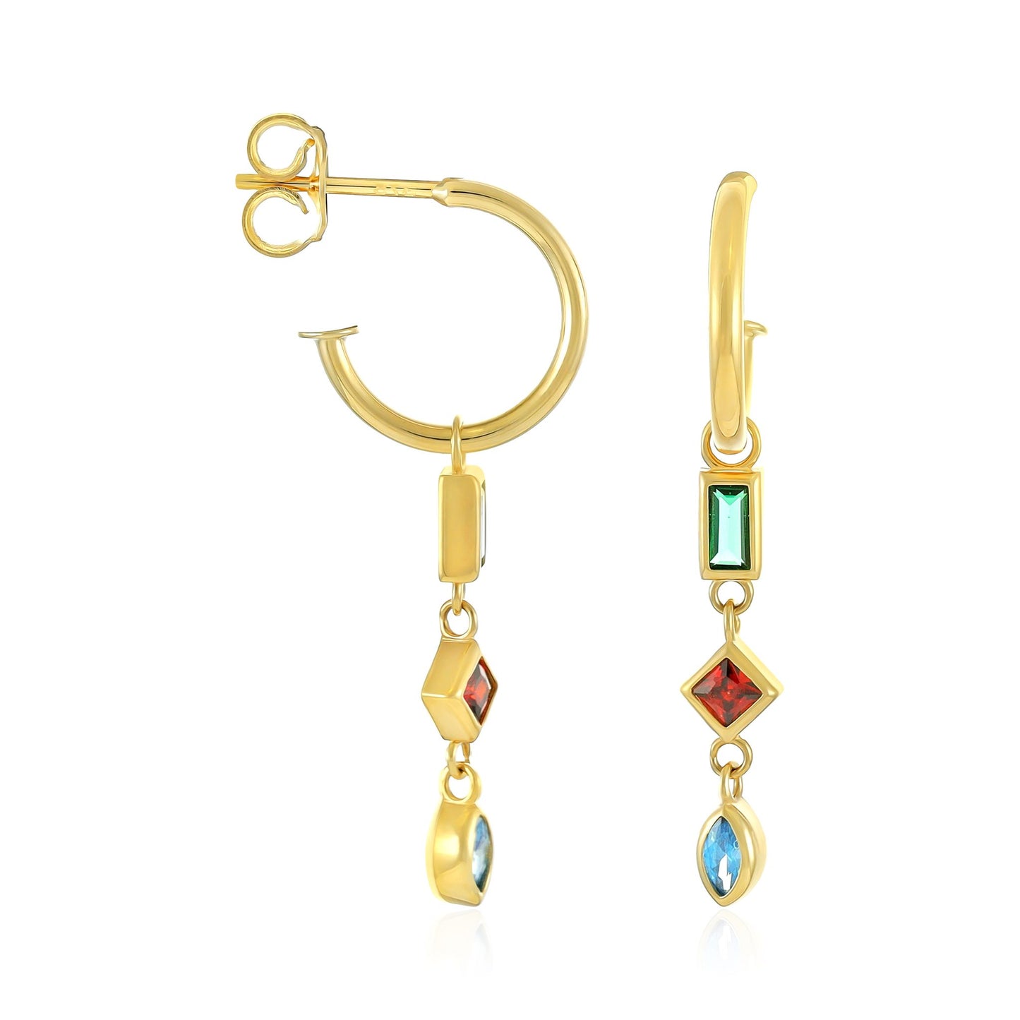 9ct Yellow Gold Multi Gem Detail Earrings