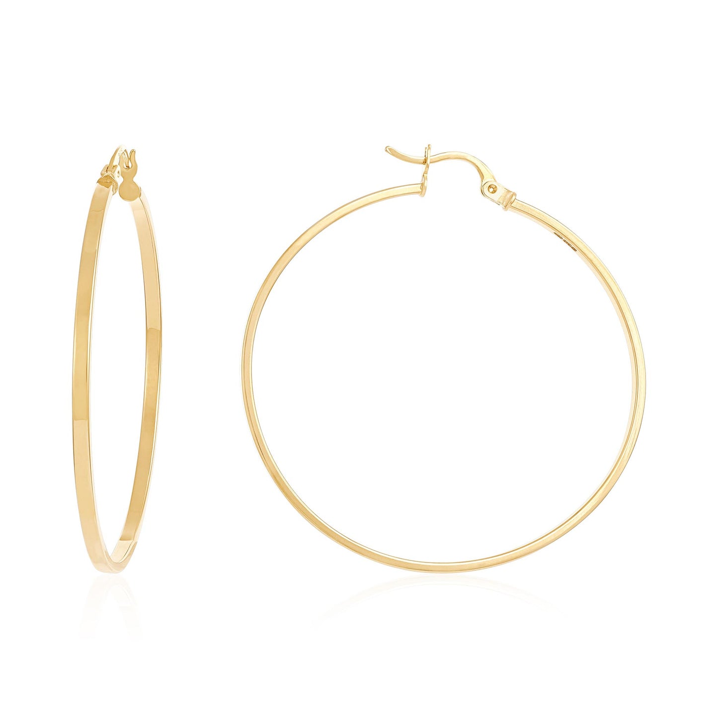 9ct Yellow Gold Hoop Earrings - 41mm