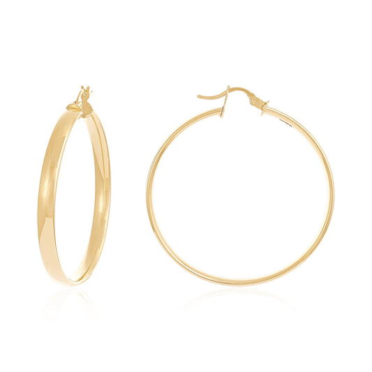 9ct Yellow Gold Hoop Earrings - 42mm