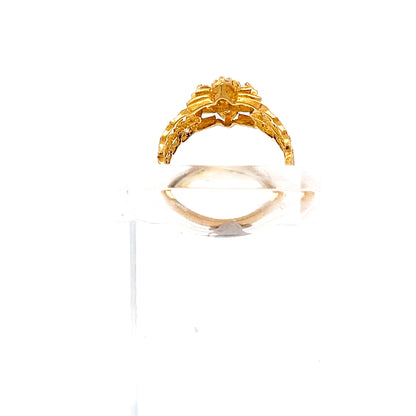 22ct Gold Floral Leaf Cluster Ring with Clear Stones