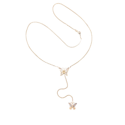 14ct yellow gold pre-owned necklace with butterflies FCA06010777-5