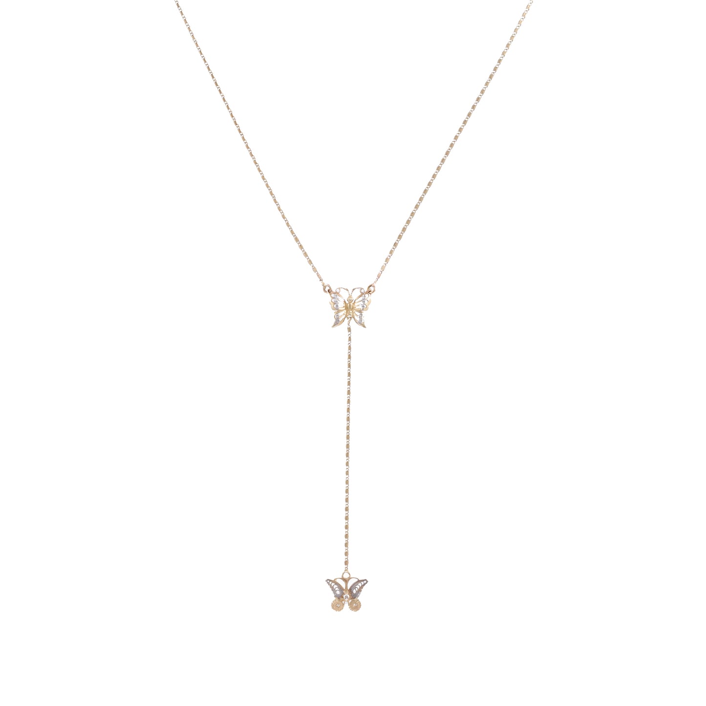 14ct yellow gold pre-owned necklace with butterflies FCA06010777-5