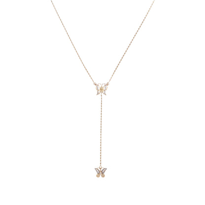 14ct yellow gold pre-owned necklace with butterflies FCA06010777-5