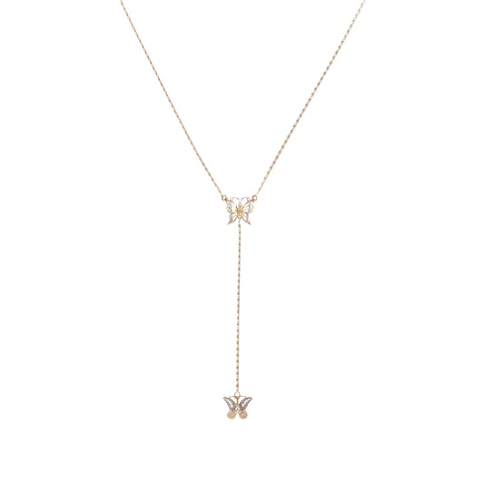 14ct yellow gold pre-owned necklace with butterflies FCA06010777-5