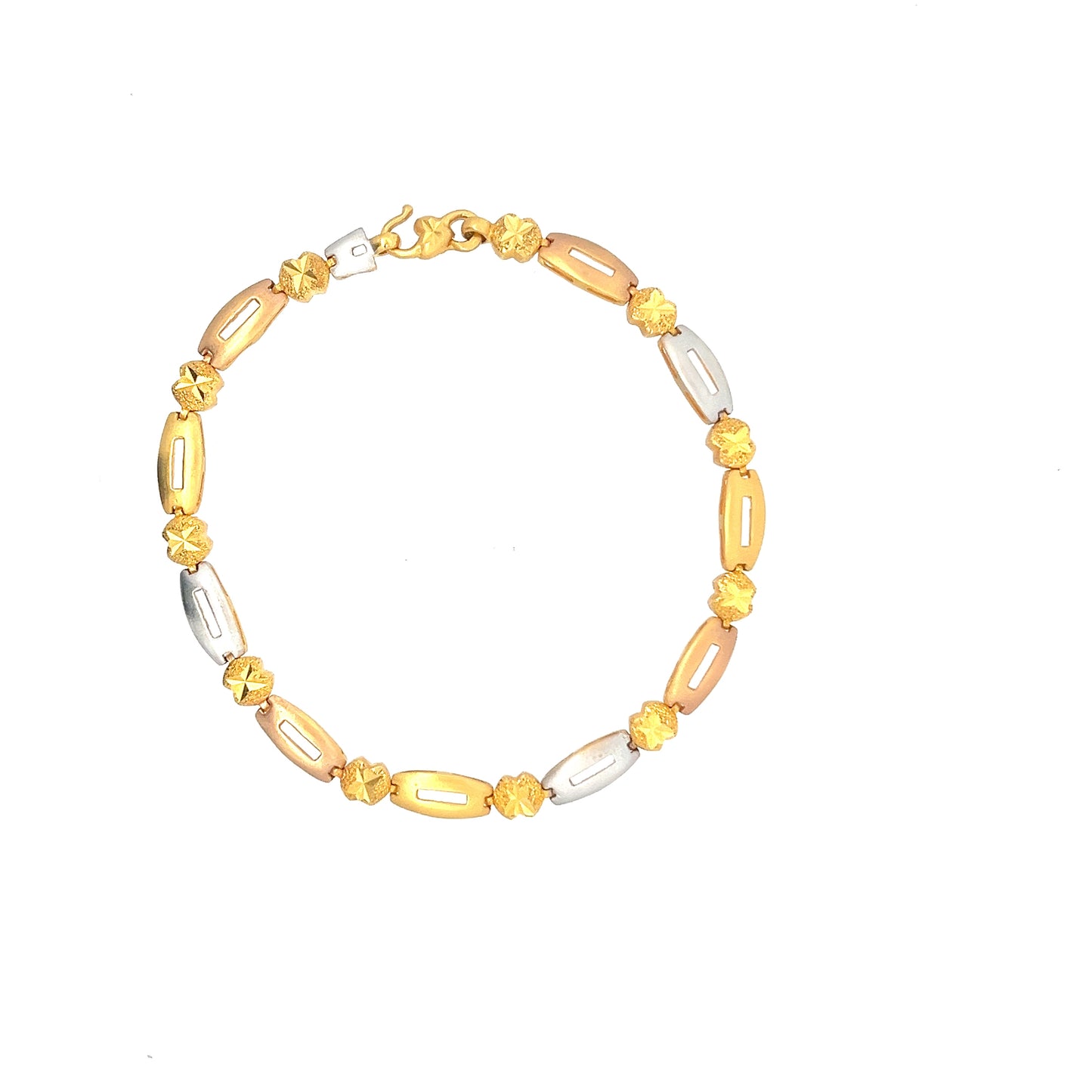22ct Gold Alternating Oval Link and Textured Disc Bracelet
