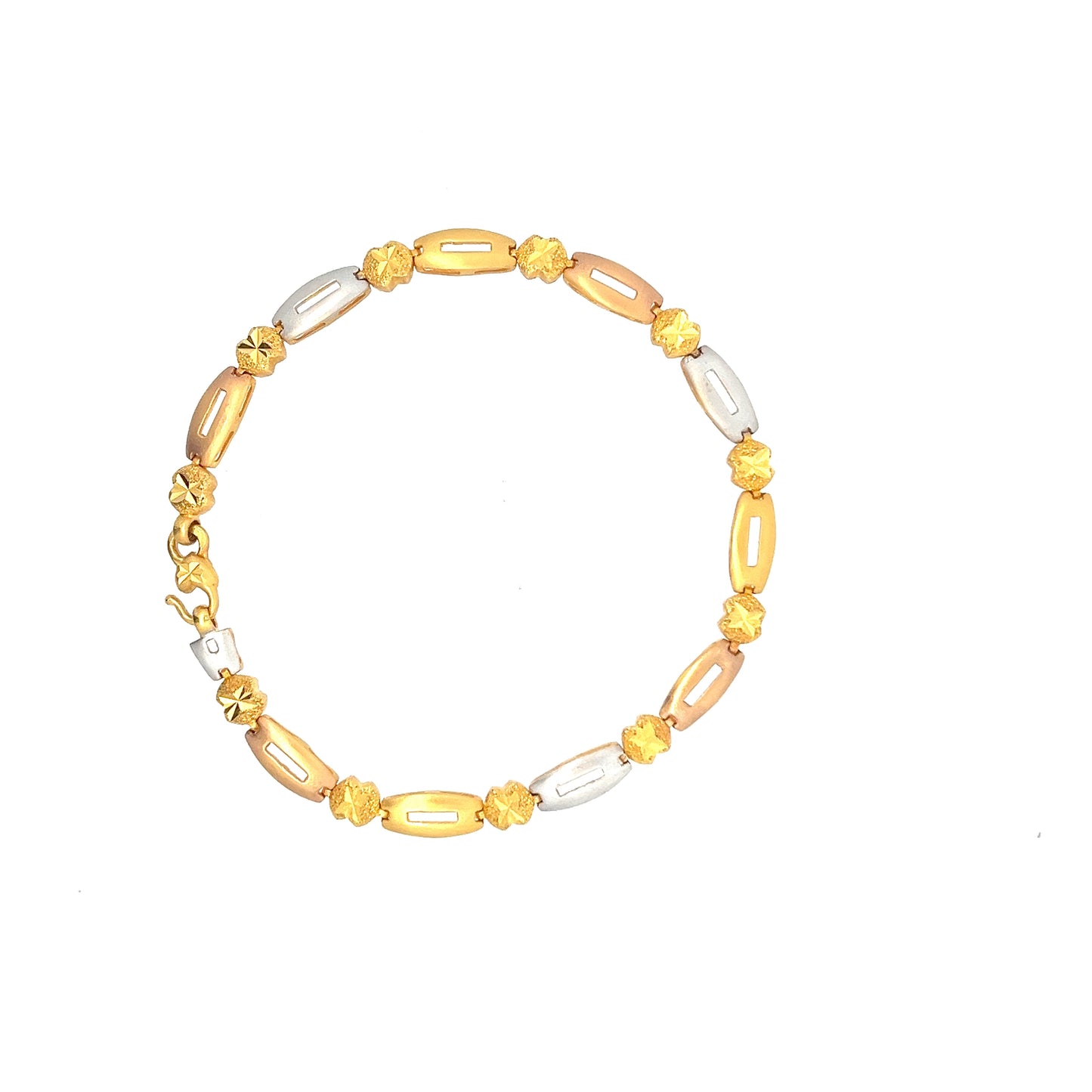 22ct Gold Alternating Oval Link and Textured Disc Bracelet