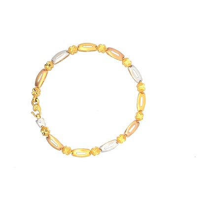 22ct Gold Alternating Oval Link and Textured Disc Bracelet