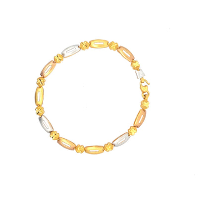 22ct Gold Alternating Oval Link and Textured Disc Bracelet