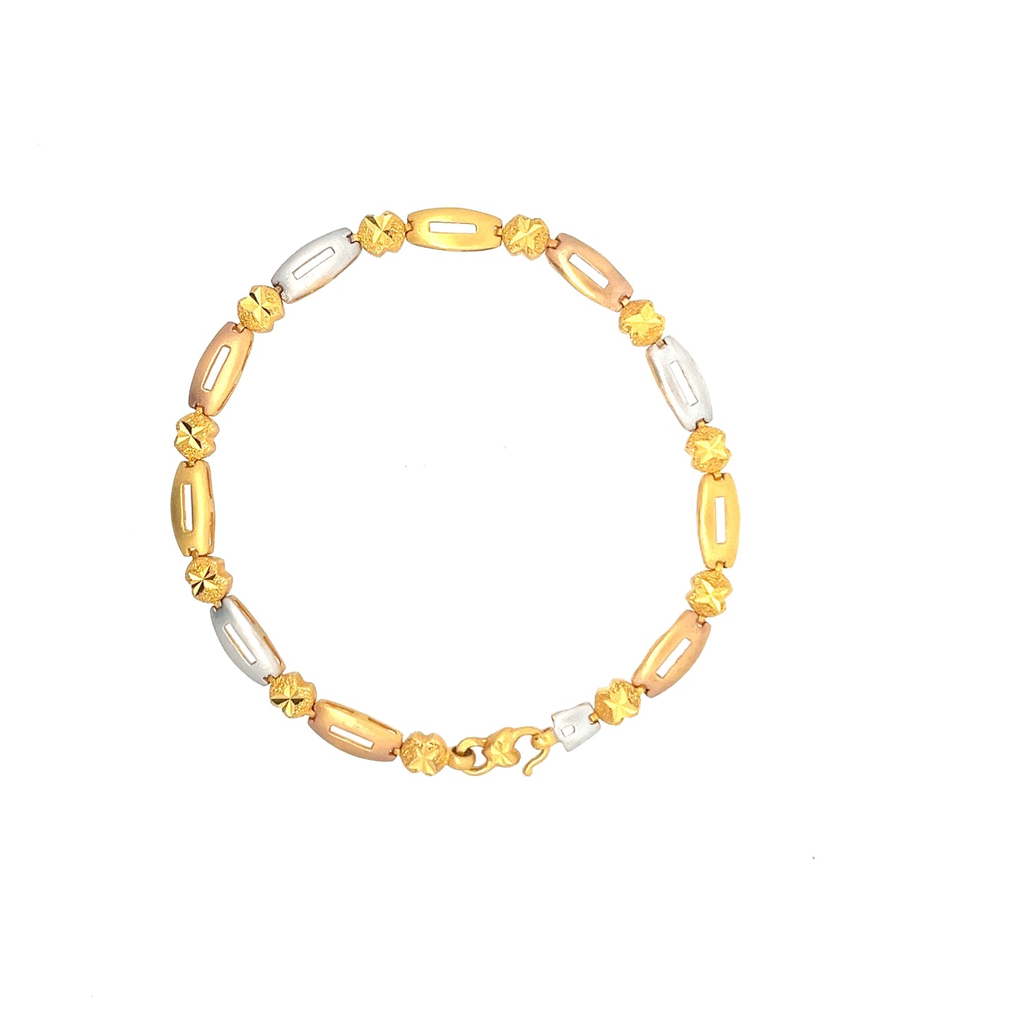 22ct Gold Alternating Oval Link and Textured Disc Bracelet