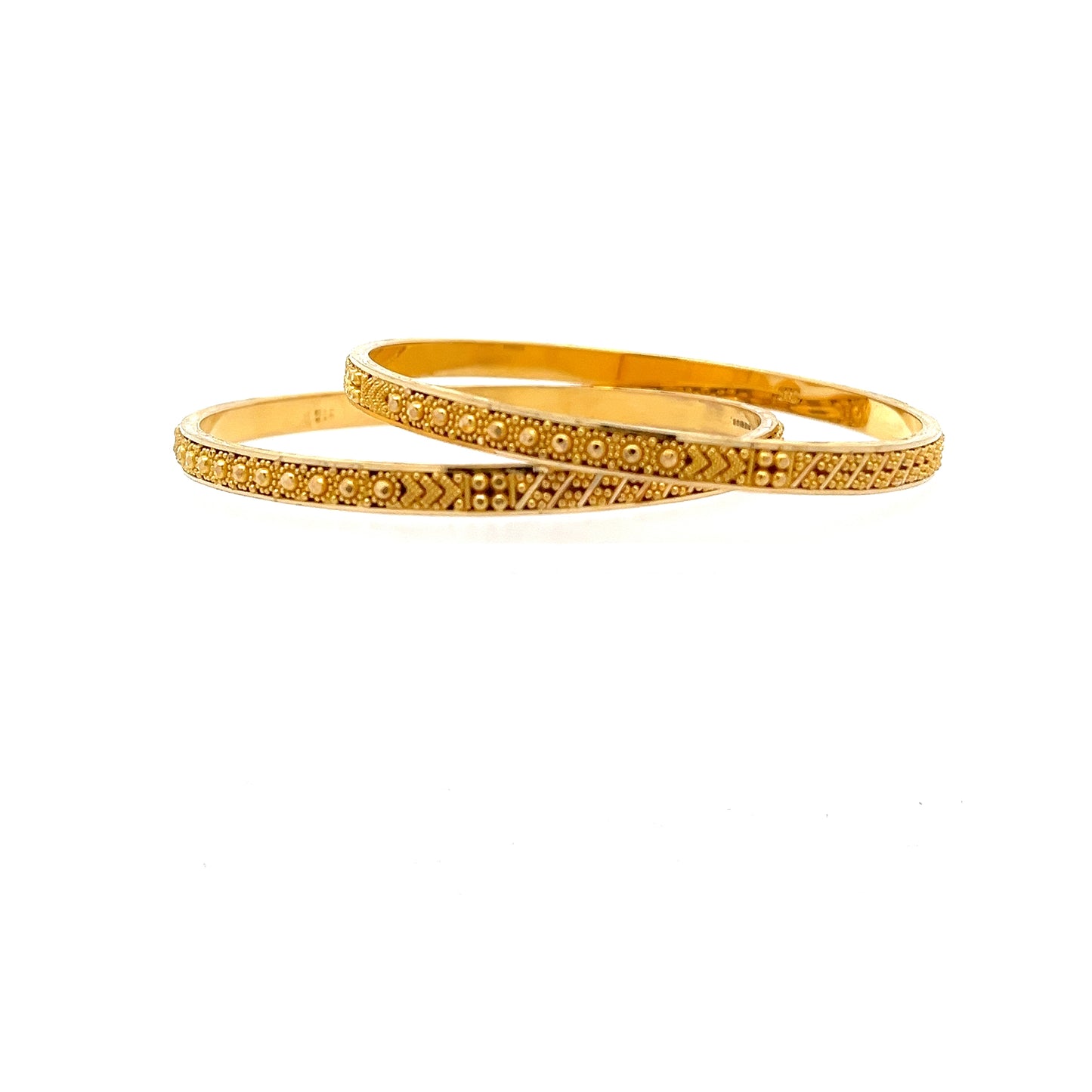 22ct Gold Patterned Textured Bangles with Beaded Design