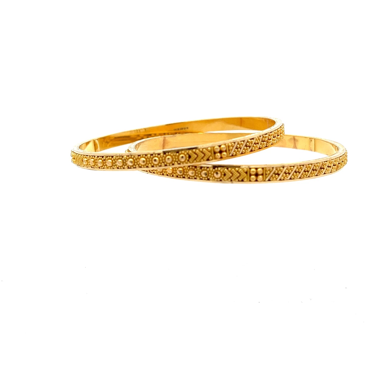 22ct Gold Patterned Textured Bangles with Beaded Design