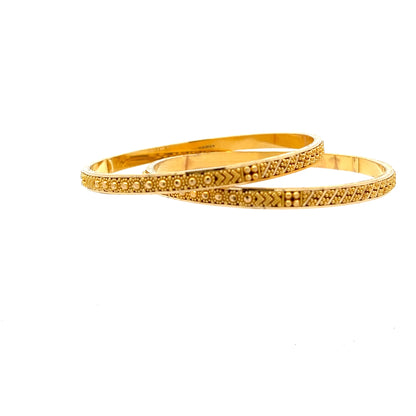 22ct Gold Patterned Textured Bangles with Beaded Design