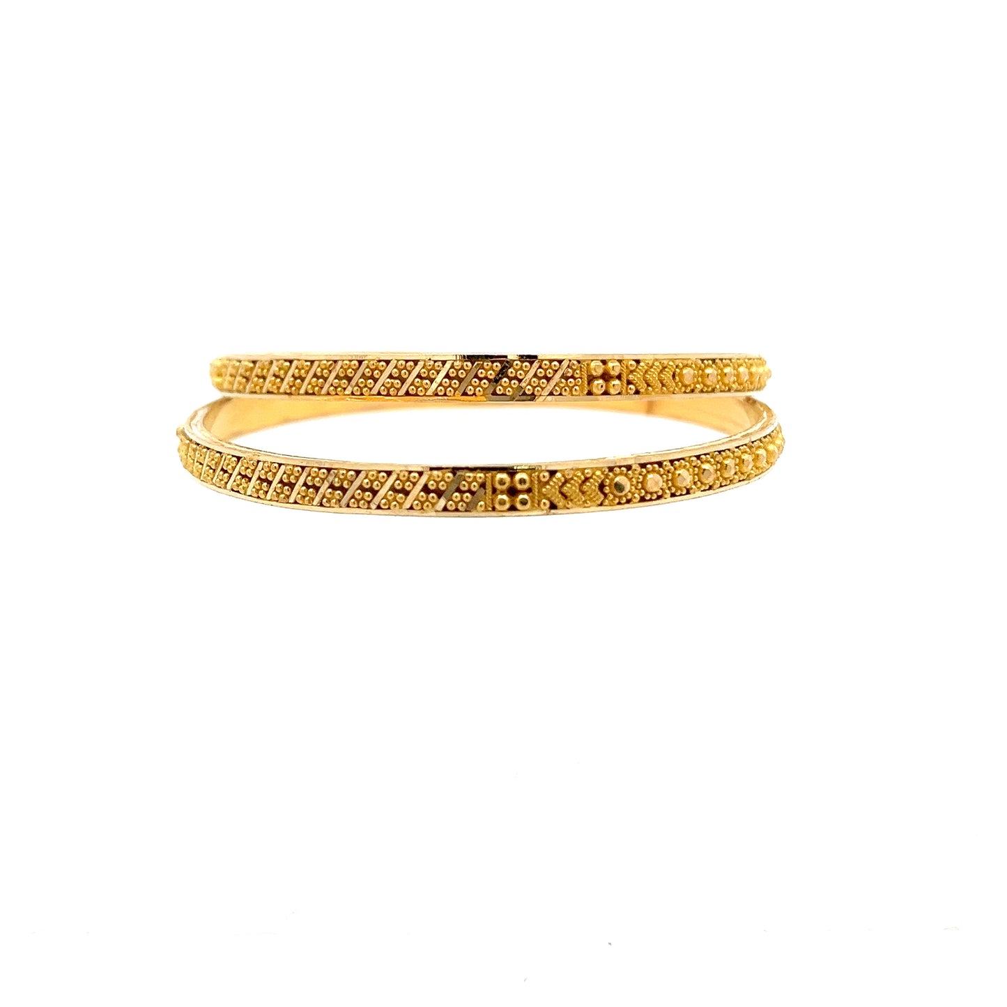 22ct Gold Patterned Textured Bangles with Beaded Design