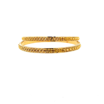 22ct Gold Patterned Textured Bangles with Beaded Design