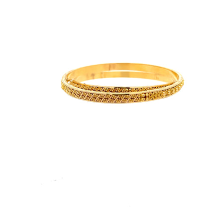 22ct Gold Patterned Textured Bangles with Beaded Design