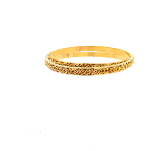 22ct Gold Patterned Textured Bangles with Beaded Design