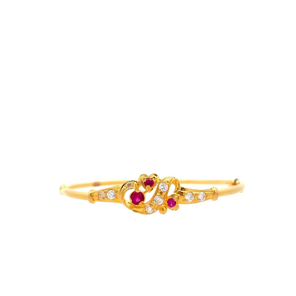 22ct Gold Bangle with Coloured Stone and Clear Stone Motif