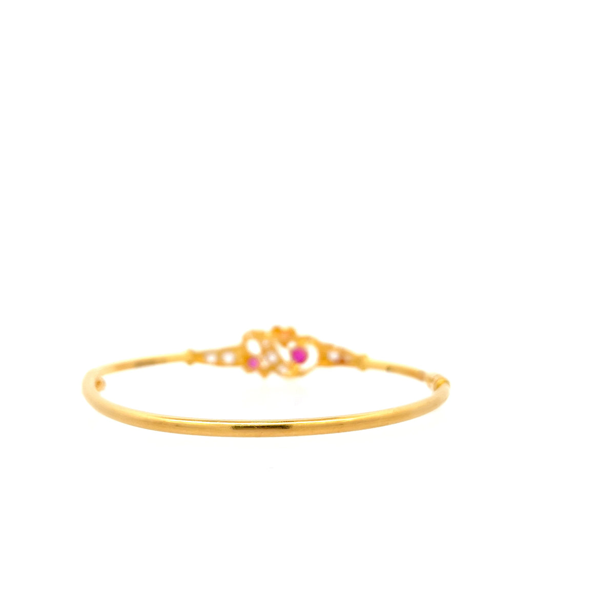 22ct Gold Bangle with Coloured Stone and Clear Stone Motif