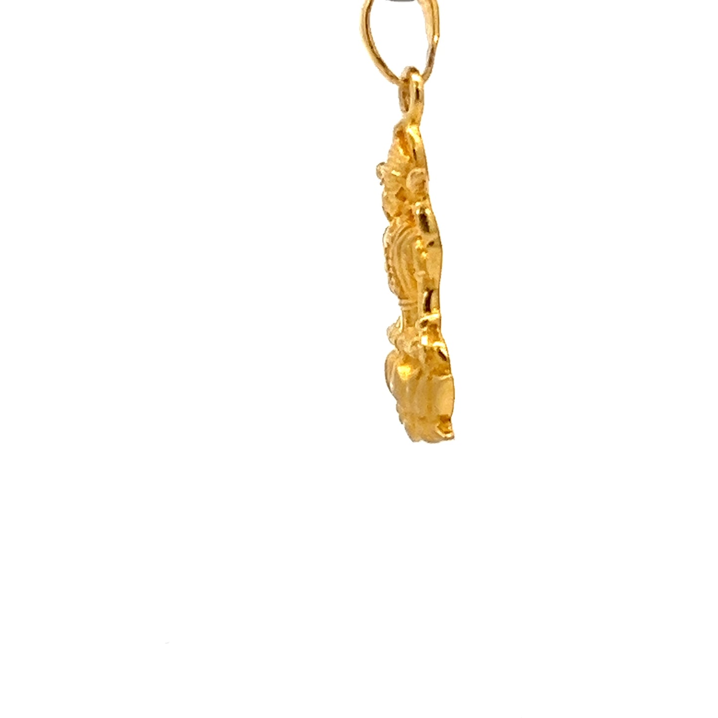 22ct Gold Ornate Deity Pendant with Floral Detail