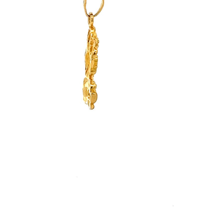 22ct Gold Ornate Deity Pendant with Floral Detail