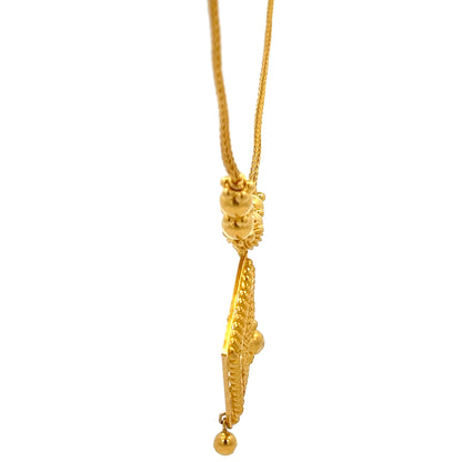 22ct Gold Necklace with Filigree Diamond-Shaped Pendant