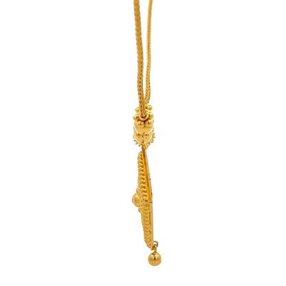 22ct Gold Necklace with Filigree Diamond-Shaped Pendant