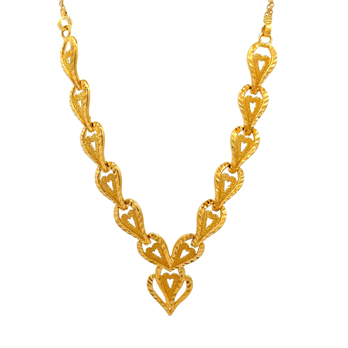 22ct Gold Heart Link Pendant Necklace