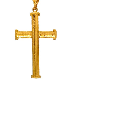 22ct Gold Cross Pendant with Textured Pattern