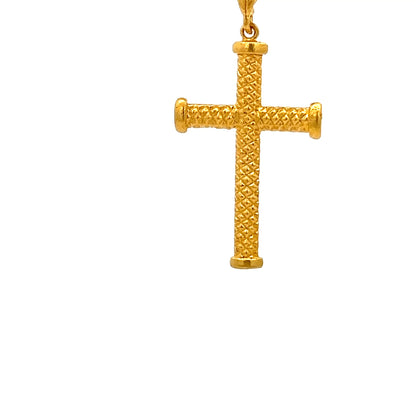 22ct Gold Cross Pendant with Textured Pattern