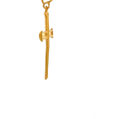 22ct Gold Cross Pendant with Textured Pattern