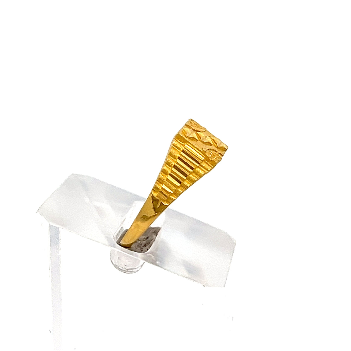 22ct Gold Textured Ridged Signet Ring