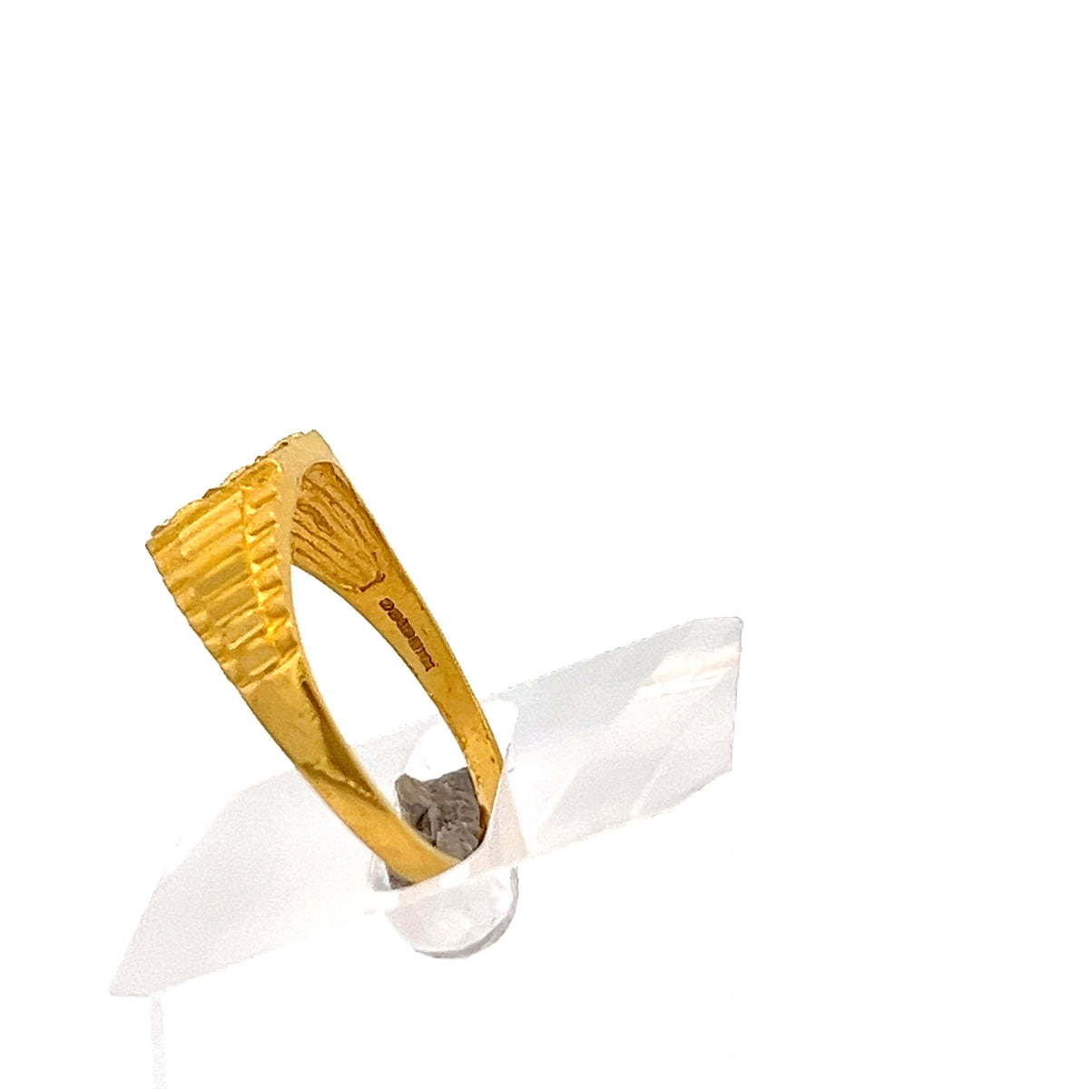 22ct Gold Textured Ridged Signet Ring