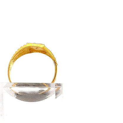 22ct Gold Textured Ridged Signet Ring