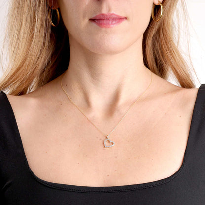 9ct Yellow Gold Cubic Zirconia Heart Pendant