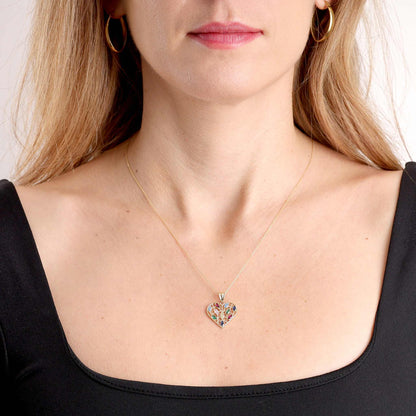 9ct Yellow Gold Coloured Gem Heart Pendant