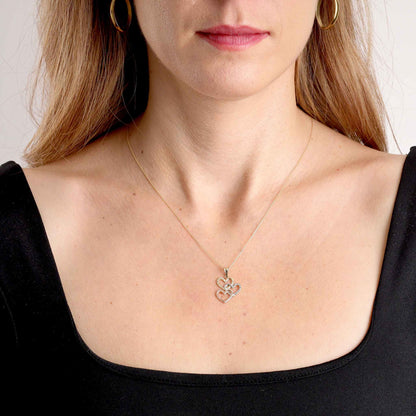 9ct Gold Triple Tri Colour Heart Pendant