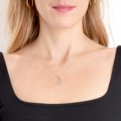 9ct Gold Double Heart Cubic Zirconia Pendant