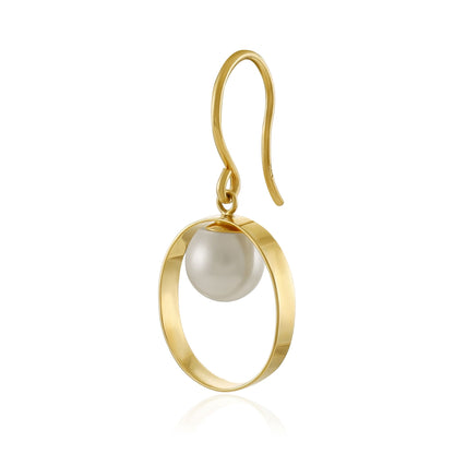 18ct solid gold Akoya pearl single earring 0.65g INO524-ER6