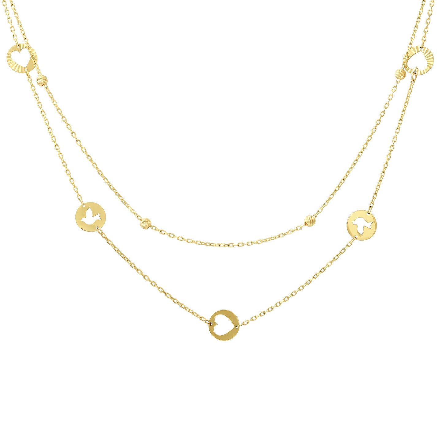 14ct Yellow Gold Bead Heart Necklace