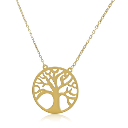 9ct Yellow Gold Tree Of Life Pendant Necklace