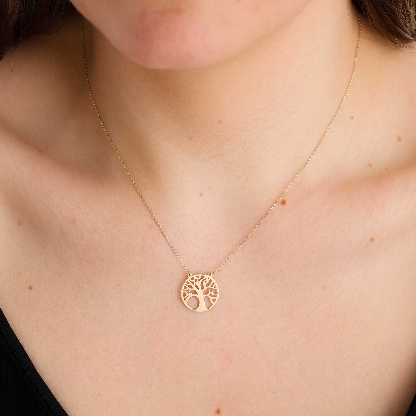 9ct Yellow Gold Tree Of Life Pendant Necklace