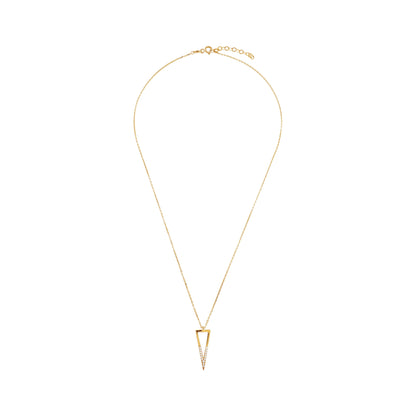 9ct Yellow Gold Triangle Cubic Zirconia Pendant Necklace