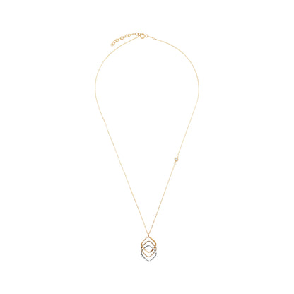 9ct Gold Tri Colour Triple Square Pendant Necklace