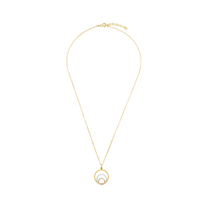 9ct Yellow Gold Tri Colour Circle Pendant Necklace