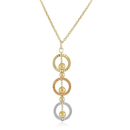 9ct Yellow Gold Tri Colour Pendant Necklace