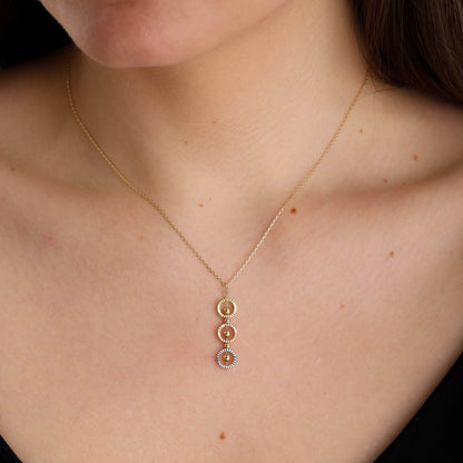 9ct Yellow Gold Tri Colour Pendant Necklace