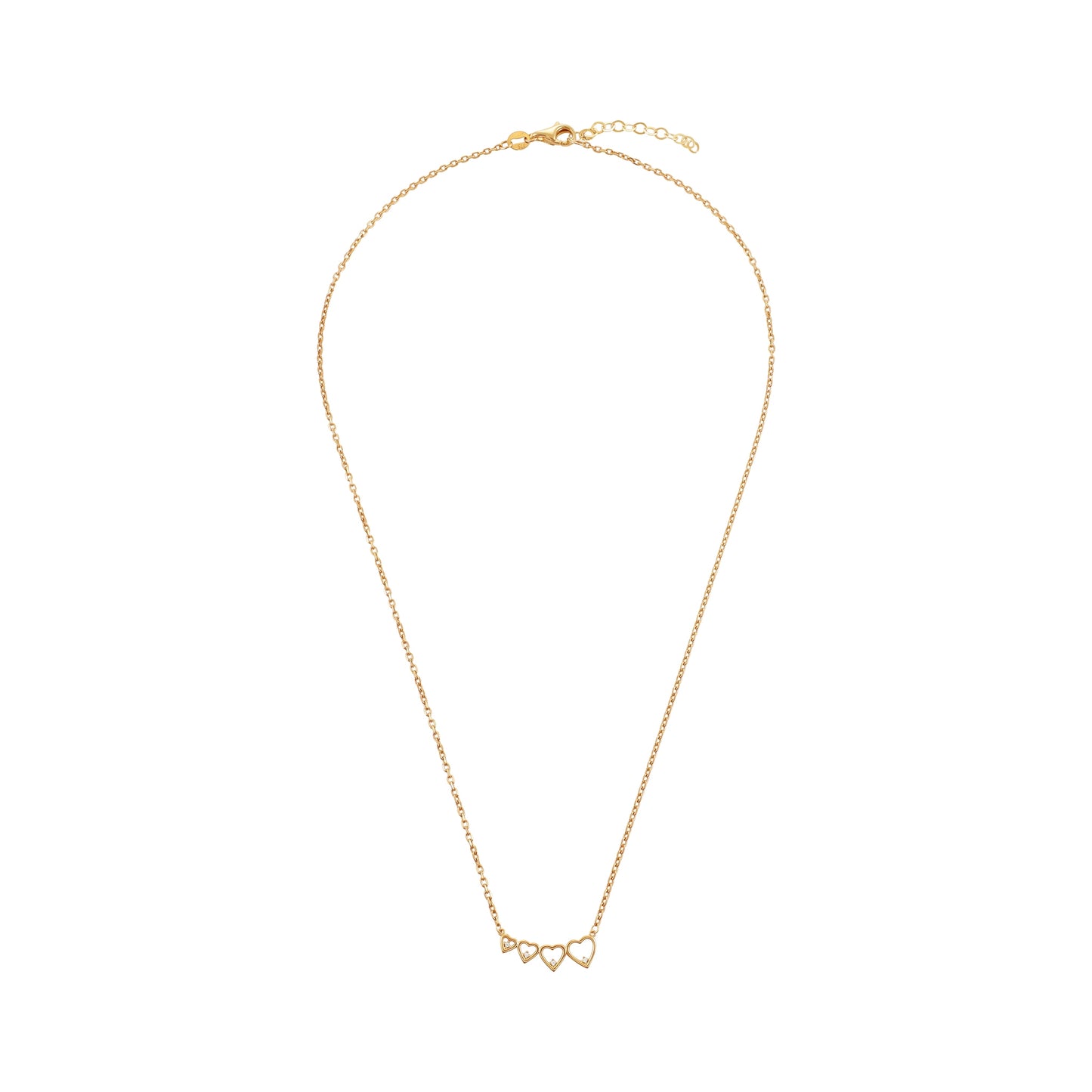 9ct Yellow Gold Four Heart Necklace