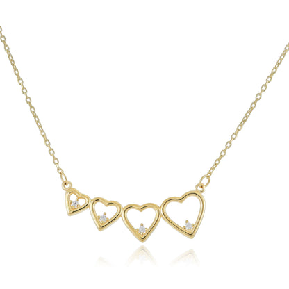9ct Yellow Gold Four Heart Necklace