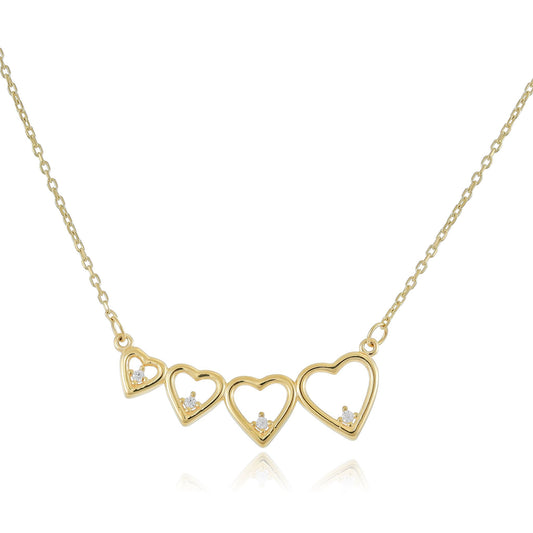 9ct Yellow Gold Four Heart Necklace