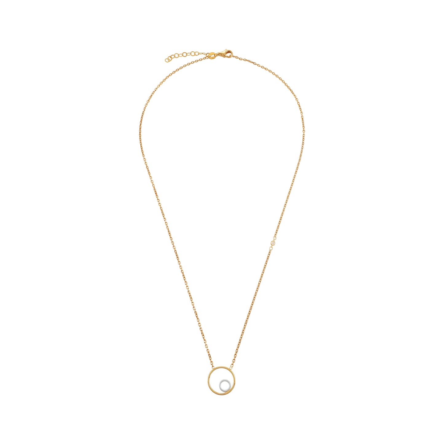 9ct Yellow Gold Double Circle Pendant Necklace